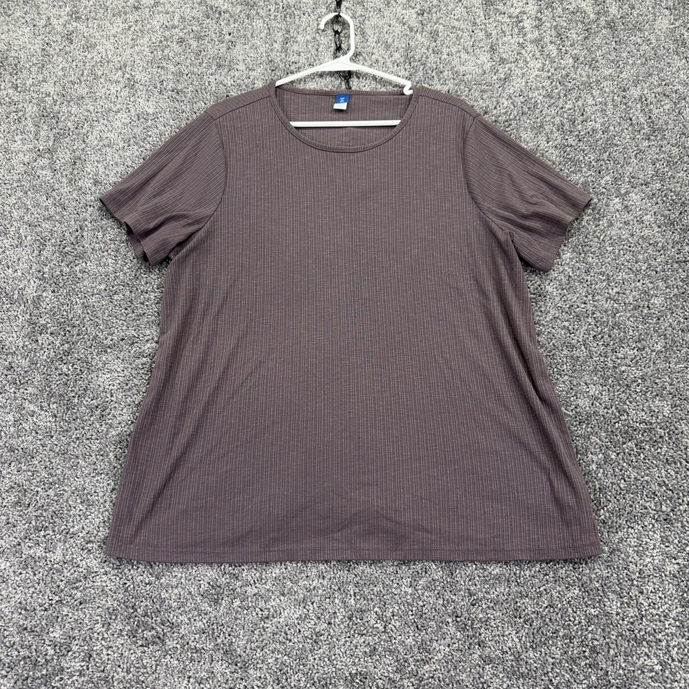 Old Navy Top Womens XL Tall Purple Ribbed Luxe Basic T Shirt Summer Casual